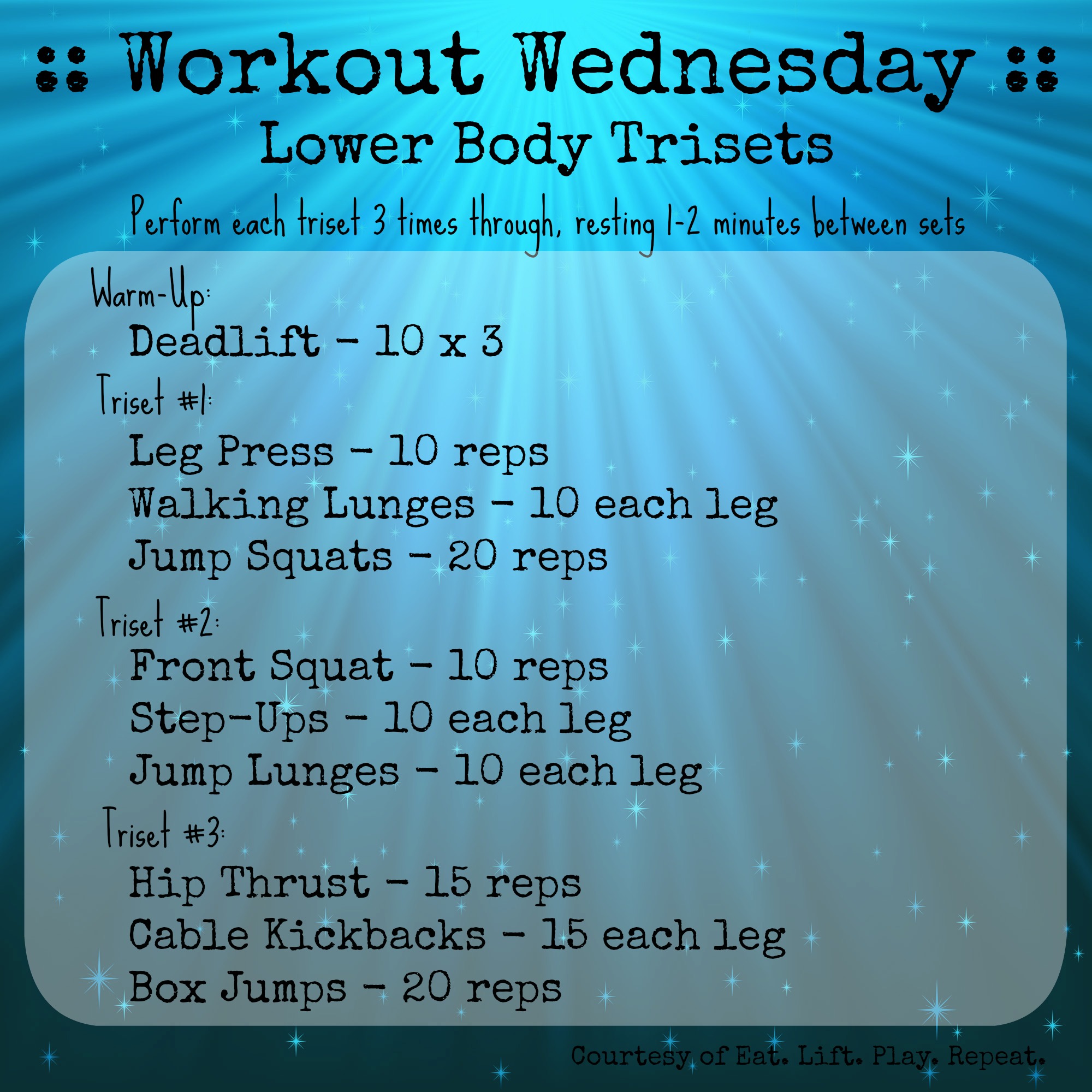 Workout Wednesday - Lower Body Trisets - Eat. Lift. Play. Repeat.