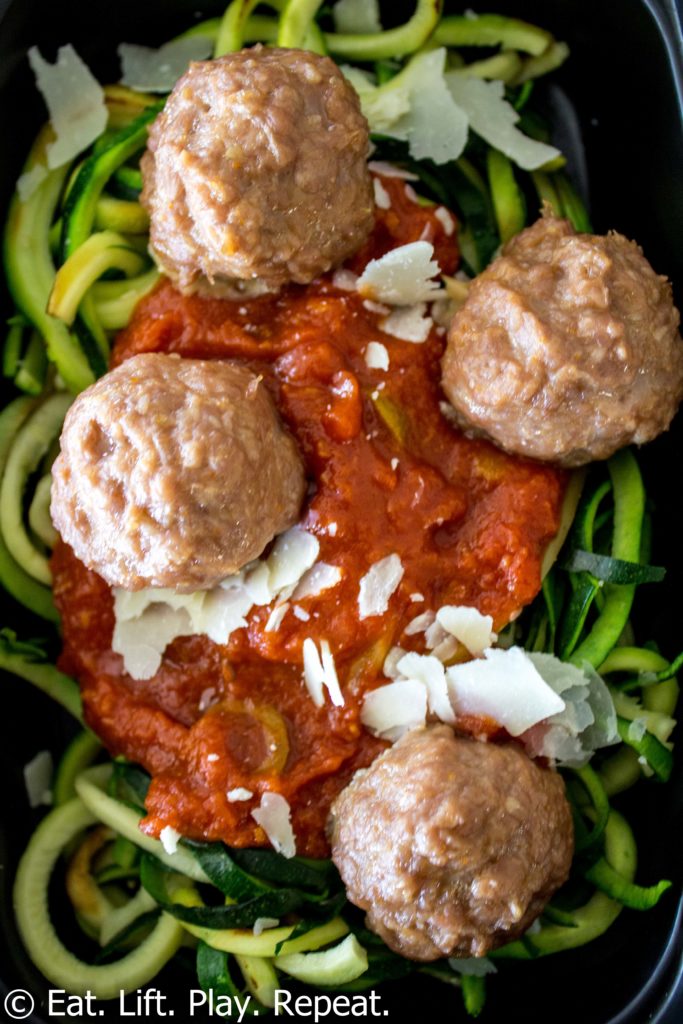 Zoodles with Marinara & Meatballs