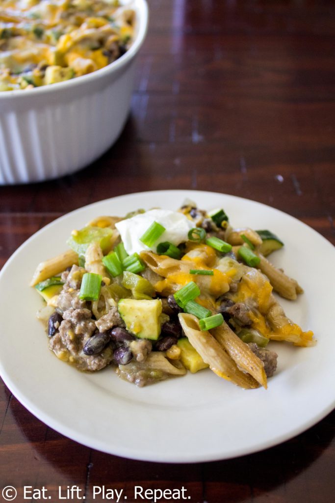 Beef Enchilada Baked Pasta